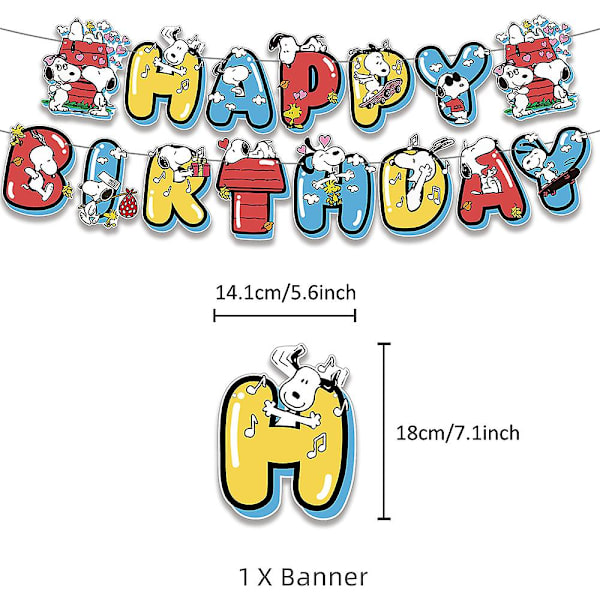 Snoopy Barn Dekorationer för Barnkalas - Ballonger, Banner, Tårta Topper, Set
