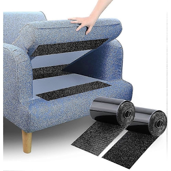 Halkfri Kuddfastsättare för Soffa - Självhäftande Kardborreband för att Förhindra att Soffkuddar Glider, 10cm X 1.5m I Svart-Yvan
