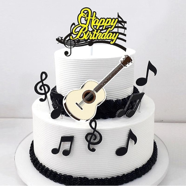 1 Set Söt Musikaliska Noter Tårtdekoration Musikinstrument Festival Cupcake Toppers För Bröllop Födelsedagsfest Tårtdekorationer