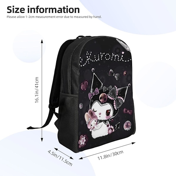 Kuromi-reput, Pojat ja Tytöt, Piirretty Kannettavan Tietokoneen Reppu Kevyt Kestävä Reppu Koululaukku Teineille Alkeis- ja Yläkouluun