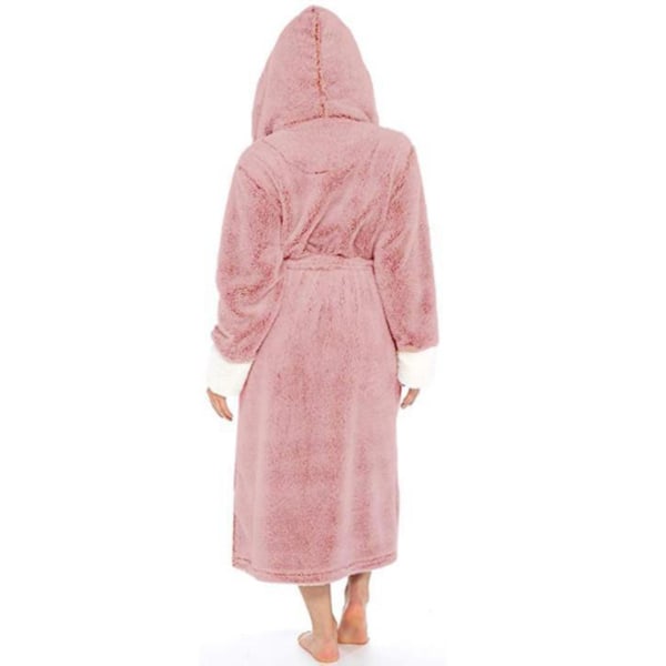 Lång morgonrock för kvinnor, nattlinne med skärp, höst- och vinterstil - rosa