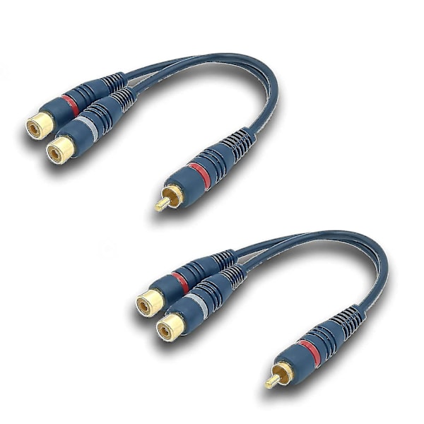 RCA-kabel Audiodelare Cinch Y-kabeladapter, 15 cm RCA-kabel 1 hane till 2 hona (RCA Y-kabel, 2-pack, blå) - CE