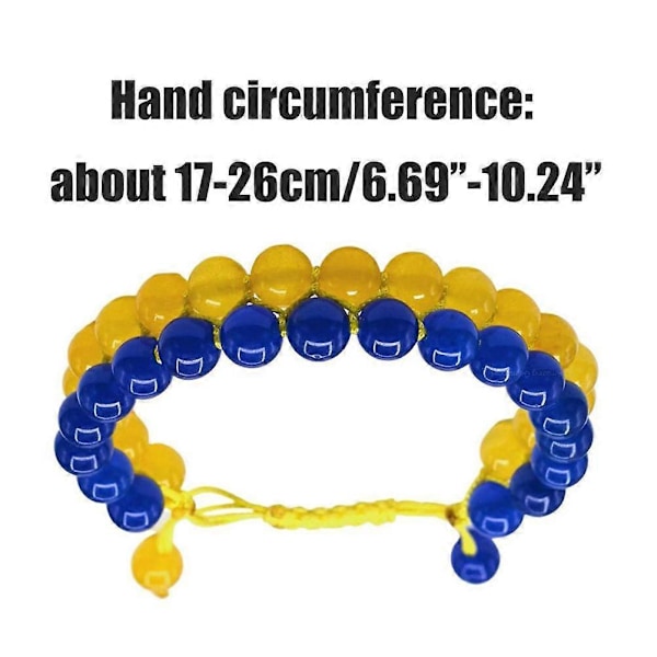 2 st Handgjorda Ukraina Flagga Armband med Naturliga Kristallpärlor - Blå och Gul