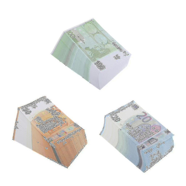 Leikkirahaa, ensiluokkaista leikkirahaa, 300 kappaleen pakkaus, kopio 100/50/20 euroa
