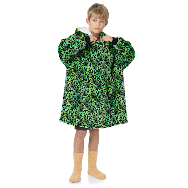 Minecraft Drengeblanket Hoodie Grøn All-Over Print Creeper