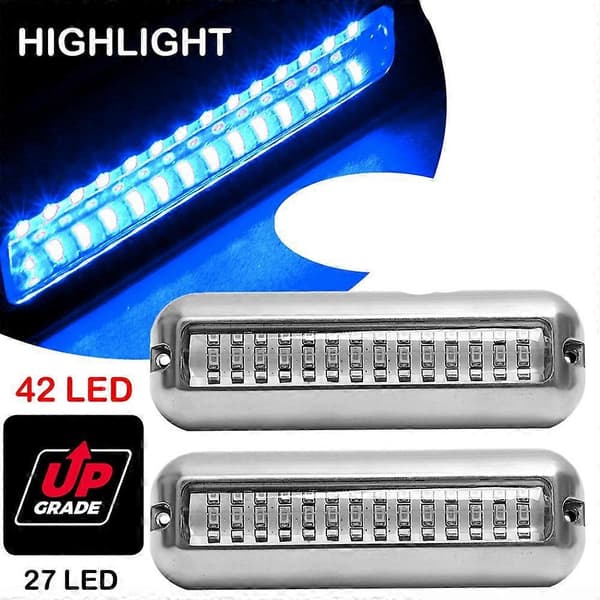 2 stk. 42LED Båd Dræn Lys Båd Agterspejl Lys Blå Undervands Ponton Marine Lys
