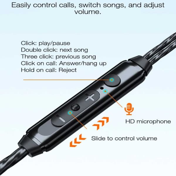 Kablede hovedtelefoner 3,5 mm AUX HiFi Bas Sort