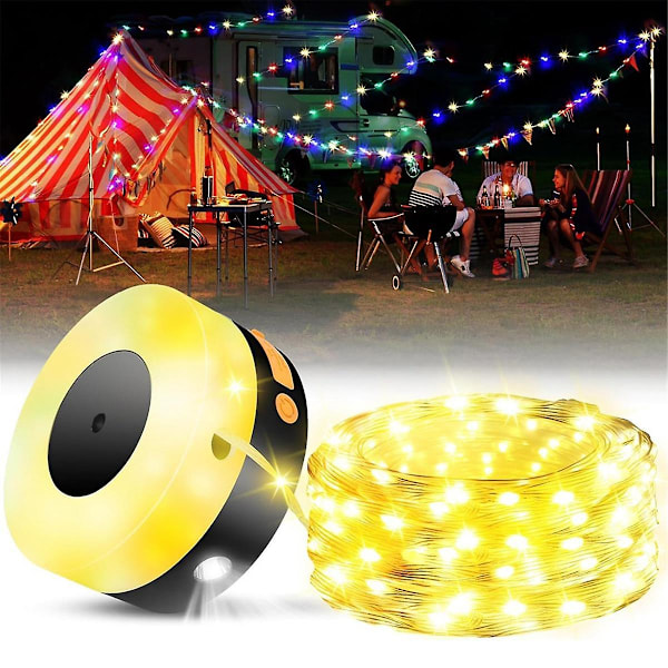 Camping String Lights, 3 i 1 Solcelledrevet Campinglys, Lommelygte, 3600mAh Bærbar Oplader, 32,8FT S