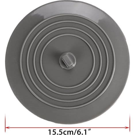 Sæt med 2 universelle afløbspropper i silikonegummi, 15 cm, til køkkenvask, badeværelsesvask (grå)