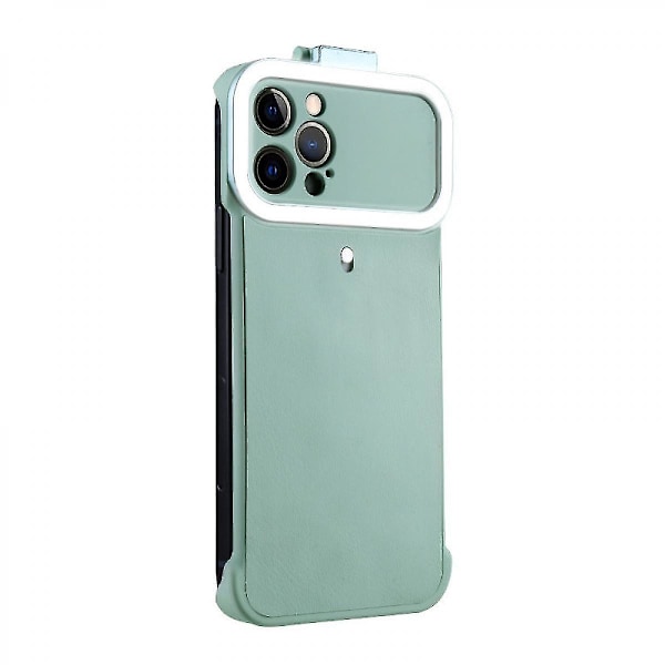 Etui til iPhone 12 Mini med indbygget ringlys (lyseblå)  (xq)