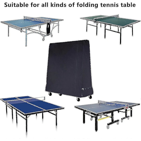Vandtæt Udendørs Bordtennisovertræk, Kraftig Polyester med Reblås, Sort