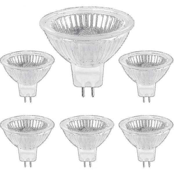 Halogenpære GU5.3 50W 12V, 800lm Varmt Hvit 2700K Dimbar, Halogen Spotlight Pære MR16, Pakke med 6