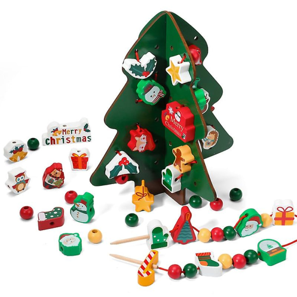 1 sæt pædagogisk legetøj med perler omhyggeligt håndværk Balance Positioneringsevne Mdf børnetræning Juletræ perlelegetøj til spil