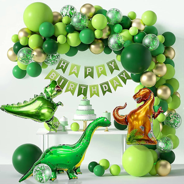 Dinosaur Party Ballonggirland Kit - 119 stk Jurassic World Trex Ballongsett Med Grønne Gullballonger 4D T-Rex Ballonger For Dinosaur Jungle Jurassic