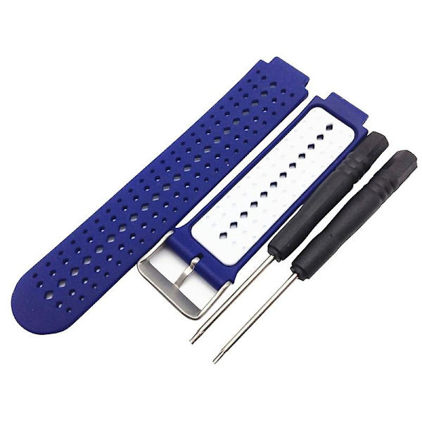 Ersättningssilikonrem för Gar-min Forerunner 220 735 Approach S20 S5 S6 Blue-White
