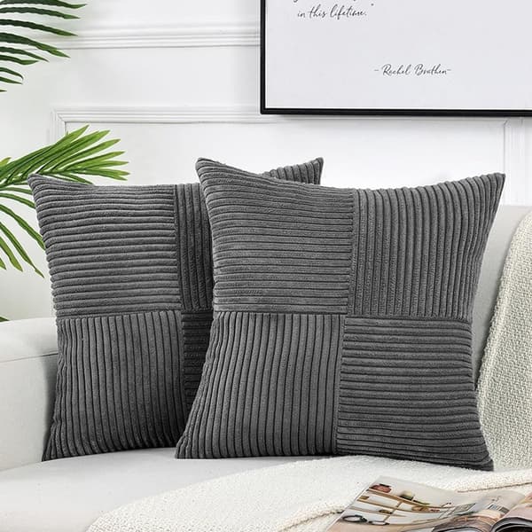2 stk. dekorative pyntepudebetræk, grå, 45x45 cm, 2 stk., 2 stk. dekorative pyntepudebetræk til stue sofa seng