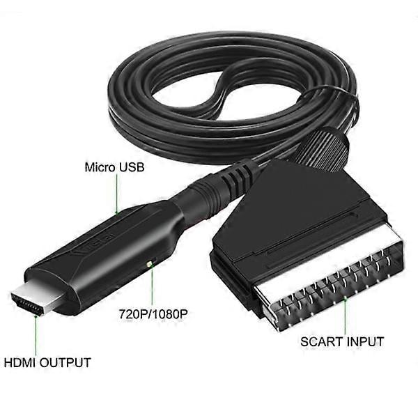 SCART till HDMI-omvandlare, All-in-One-adapter för 1080P videoomvandling från SCART till HDMI