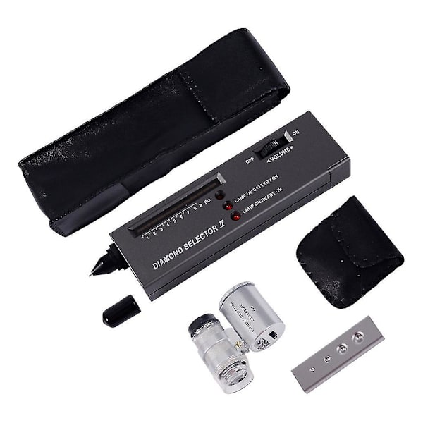 Portabel Diamant Testare Penna Med 60x LED-Upplyst Lupp Förstoringsglas Combo
