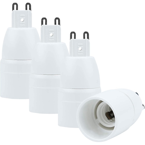 4x Lamphållare Adapter G9 till E14 i VIT - Set med 4 omformateringslamphållare omvandlare för glödlampor, LED, halogen, energisparlampor