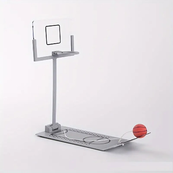 Desktop Basketball Office Desktop Toy， Kreativ dekompression hopfällbar förvaring och bärbar partyleksak silver