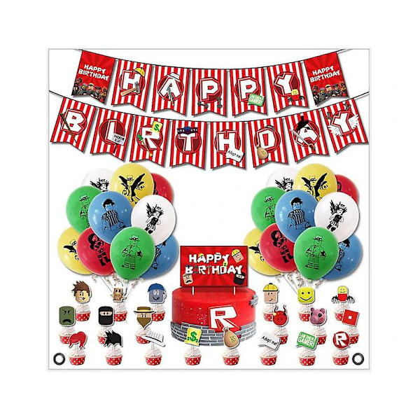Roblox festartikler Ballonger Kakepynt Banner Bursdagspynt Spill LANG