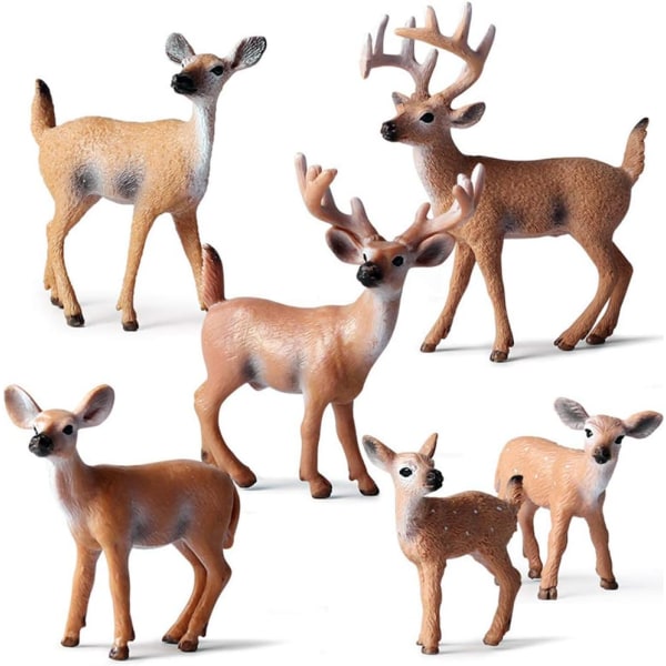 Deer figurine, small realistic woodland animal deer family figurine set