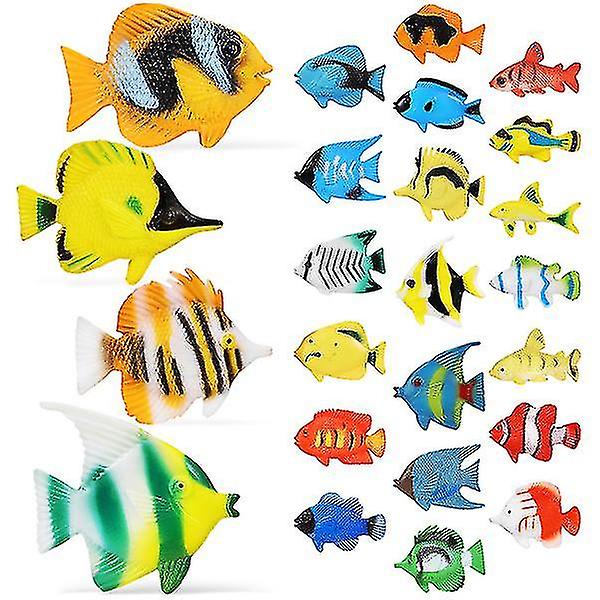 24 stk Tropical Fish Legetøj Vivid Plastic Fish Modeller Førskolepædagogiske Fiskefigurer Til Børn Børn LANG