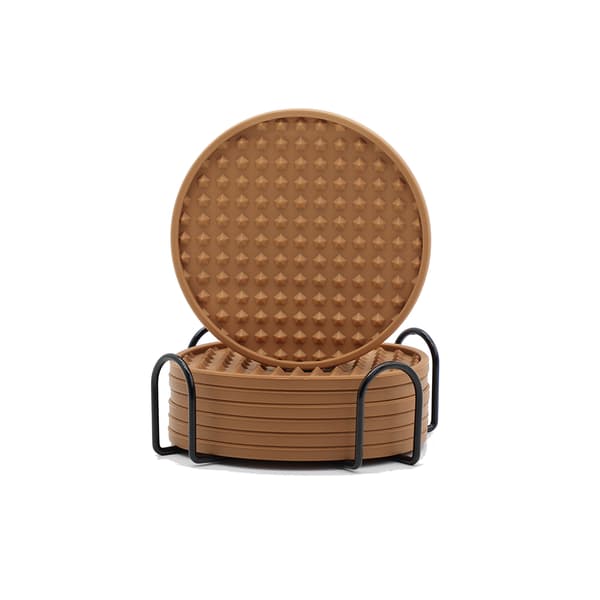 Sæt med 6 silikone kaffebrikker med holder Sort