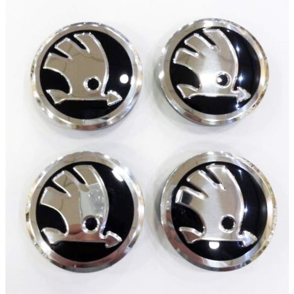 Set med 4 sorte navkapsler til Skoda 56 mm for Fabia, Octavia, Superb, Yeti