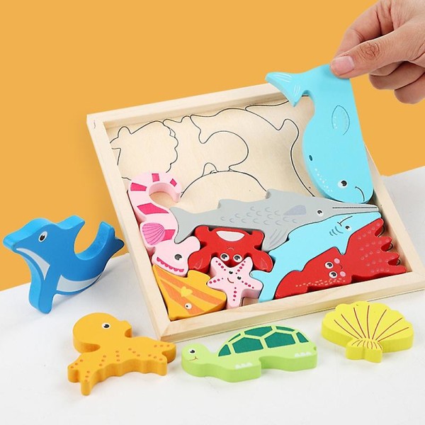 Palapelin lelu sileät reunat sarjakuvakuvio vesipohjainen maali vanhemman ja lapsen vuorovaikutteinen 3d palapeli puinen lelu lapsille H