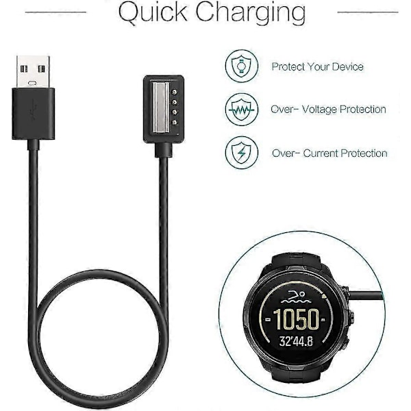 Oplader Kompatibel Med Suunto 9, D5, Spartan Ultra Hr, Spartan Sport Wrist Hr, Eon Core - Magnetisk Usb Opladerkabel 100cm 12