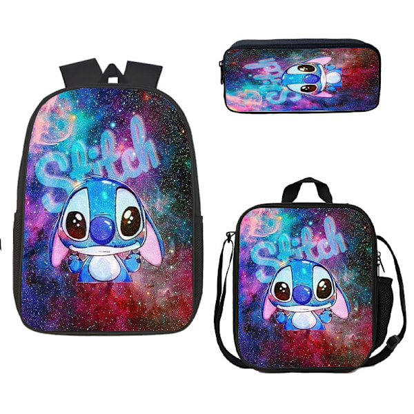 Uusi anime-piirretty Stitch Stitch kolmiosainen koululaukku ala- ja lukiolaisille reppu reppu