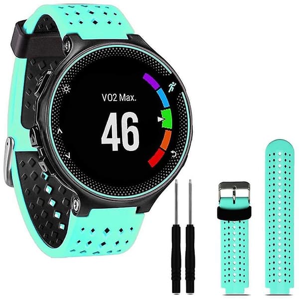 Erstatt silikonklokkestropp for Gar-min Forerunner 220 735 Approach S20 S5 S6 Blue-White