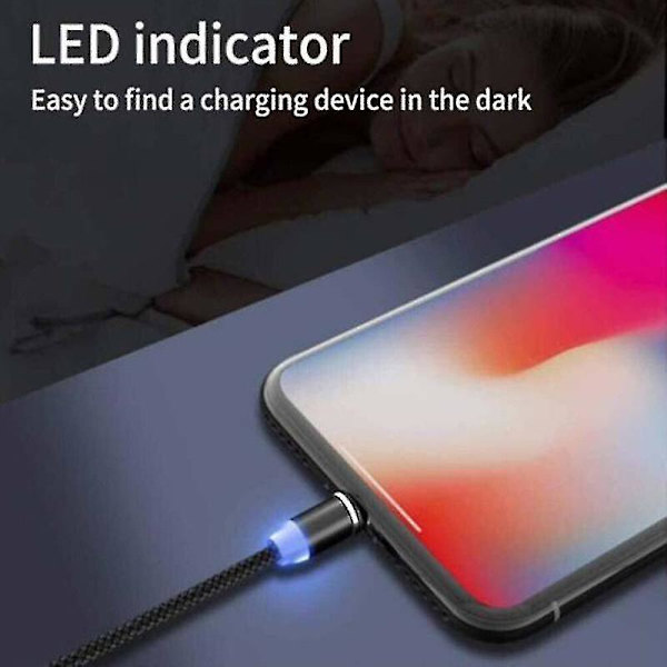 2-pack Statik Magnetisk Laddningskabel 360 & 180 Grader Rotering Telefonladdare LÅNG