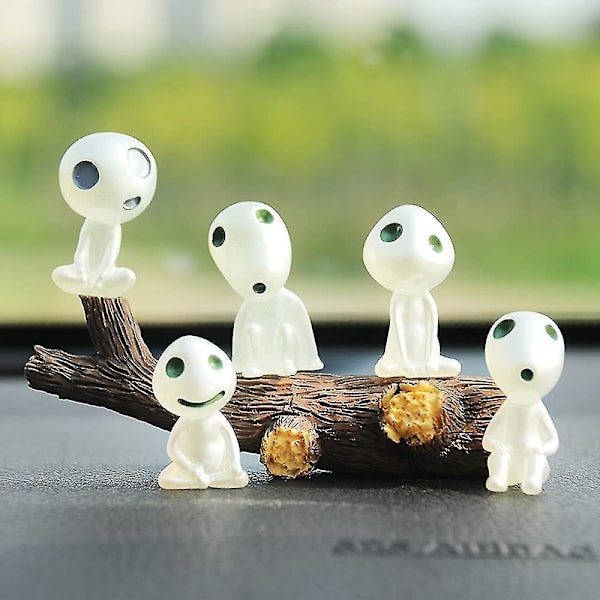 8 st trädälvor figurer, miniatyrlysande statyer, mikrolandskapshartsprydnad trädgårdsdekoration (slumpmässig stil)