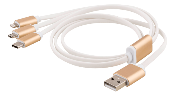Monilaturi, USB-C, Lightning, Micro USB, USB-A, 1 m, valkoinen