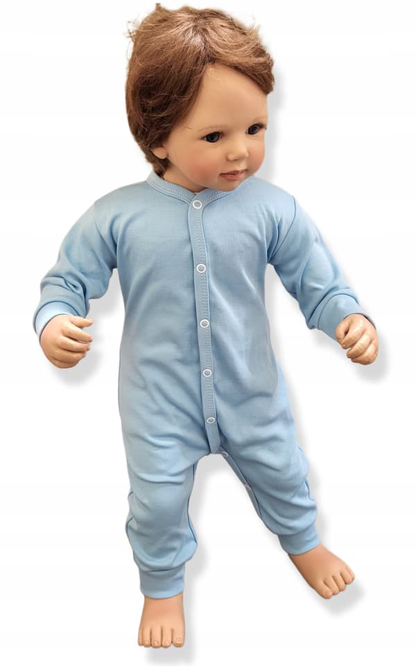 Sparkedress 56 knapper fotløs pyjamas lyseblå