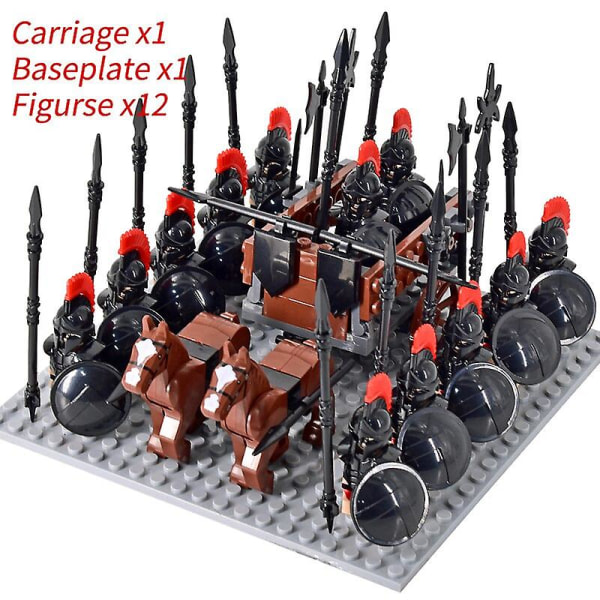 Medieval Knights Mini Action Figurer Byggstenar Romersk vagn Vagn Soldat Krig Häst Tegelstenar Leksaker för barn Present Set 02