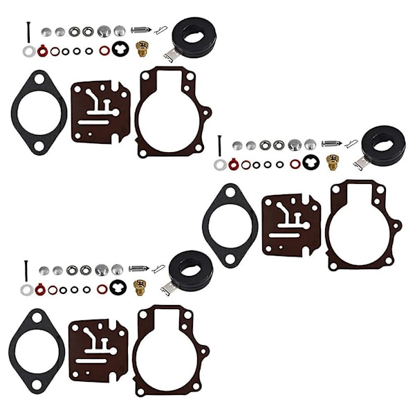 3 x Karburatorforgasser Reparasjonssett og Float Fit for Johnson Evinrude 396701 65 70 75