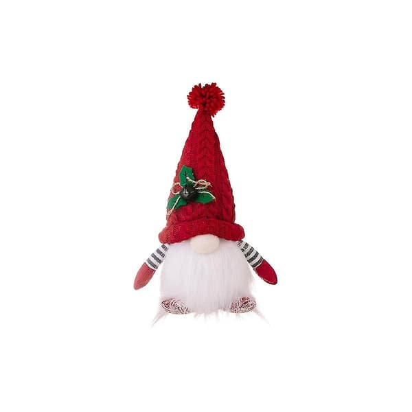 Ornt Stickad Hatt Illuterad Docka Ansiktslös Tomte Docka Röd