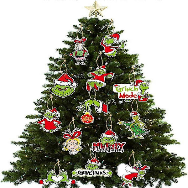 24 st Grinch Julgranshängande Dekorationer - Julgranshänge Ornament för Julgran Heminredning