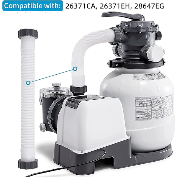 Poolslang med filterpumpmutter 11535 - Läckagesäker poolanslutningsslang (1-pack)