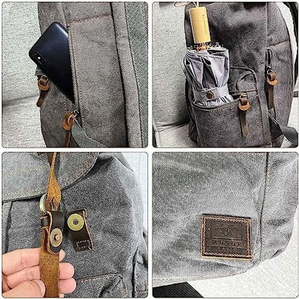 Stor Canvas Retro Ryggsäck - Camping, Vandring, Laptop, Säck, Studentryggsäck - Grå (Grå)