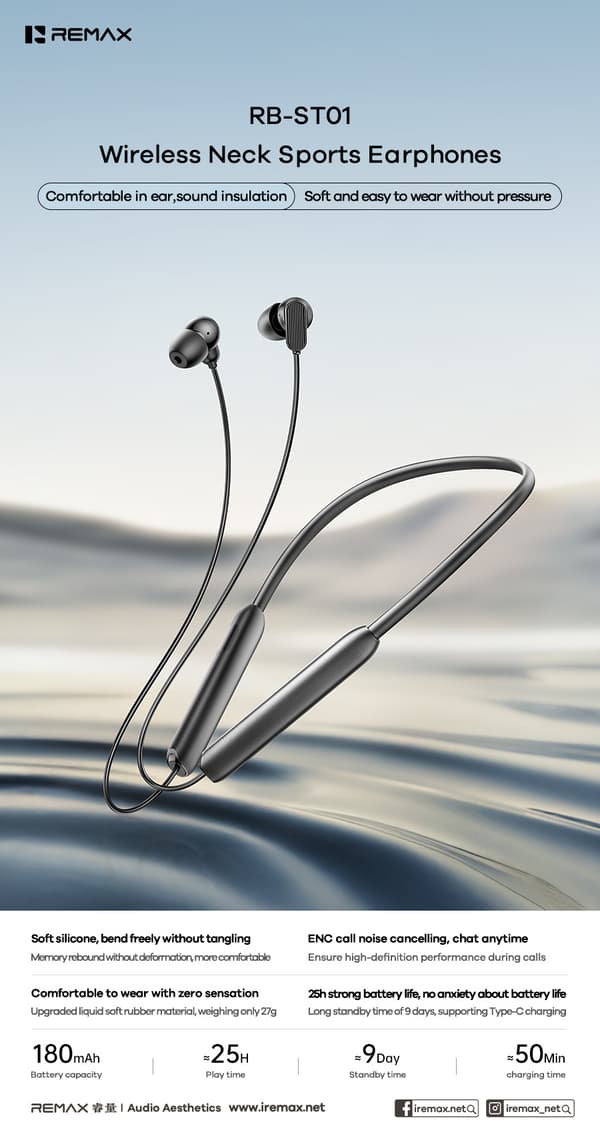 Hörlurar Hals Bluetooth-hörlurar svart Tillgänglig för iPhone och Android