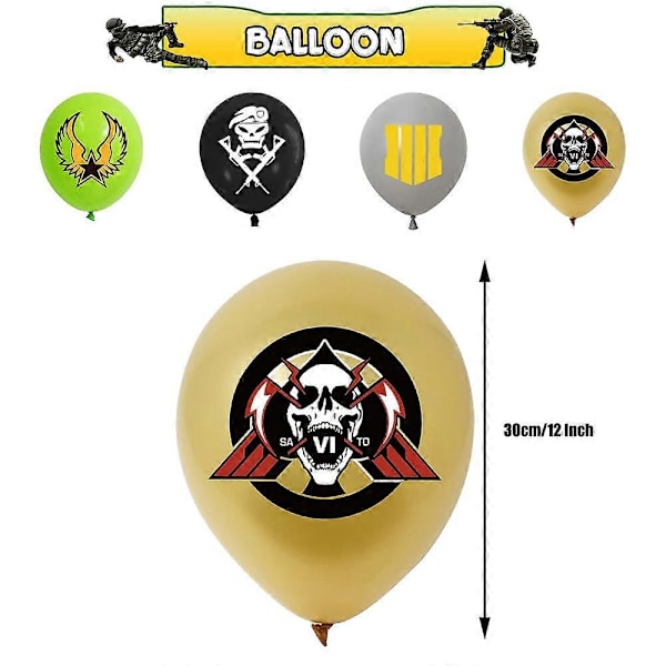 Call of Duty Födelsedagsfest Dekorationer HAPPY BIRTHDAY Banderoller Ballonger Tårta Toppers Set