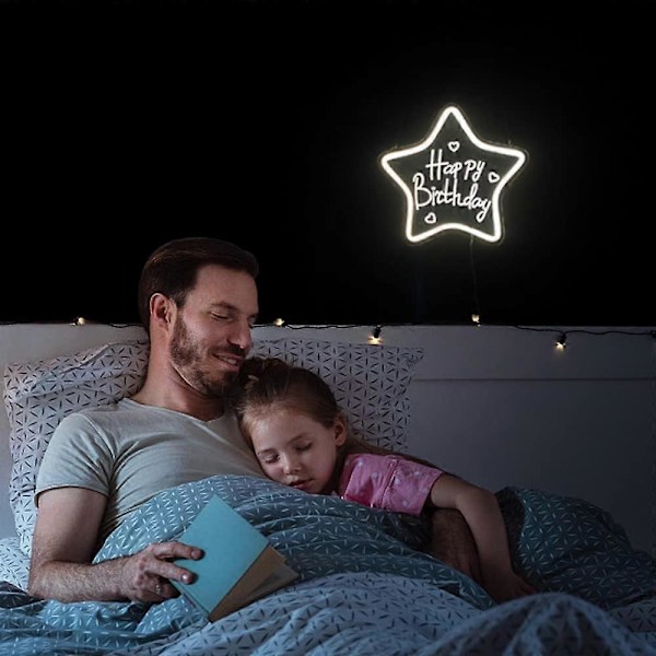 Premium Happy Birthday Neon-skyltar, USB-drivna Neon Happy Birthday LED-skyltar