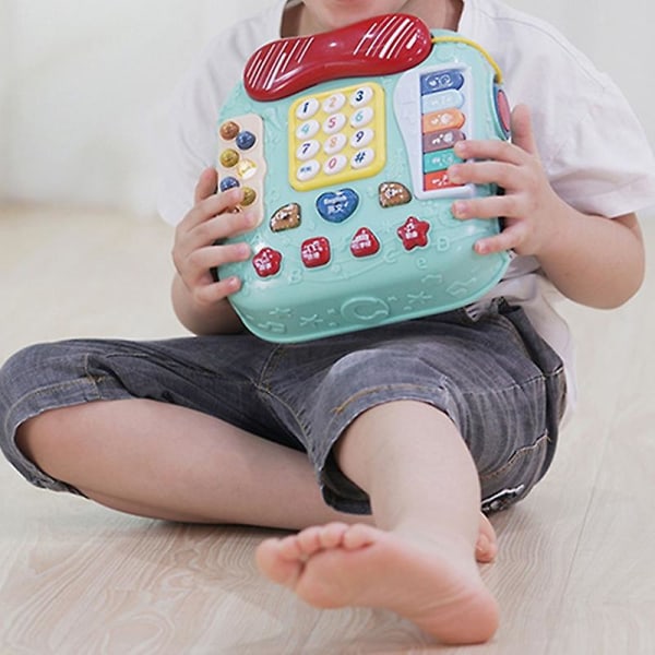 Bekväm simuleringstelefon Slät yta Plast Dekorativ pedagogisk barntelefonleksak för barn Blue