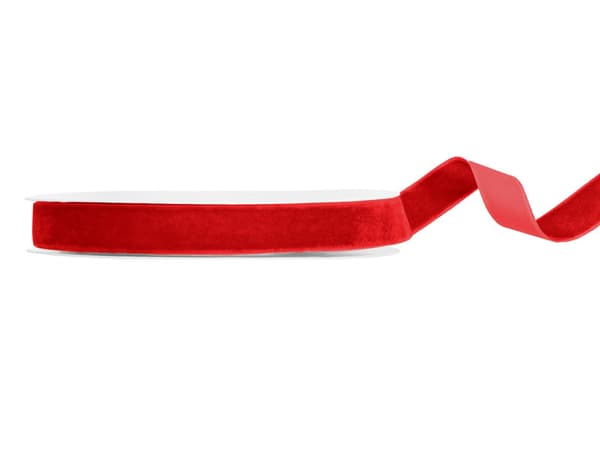 Sammetsband, rött, 15mm/10m