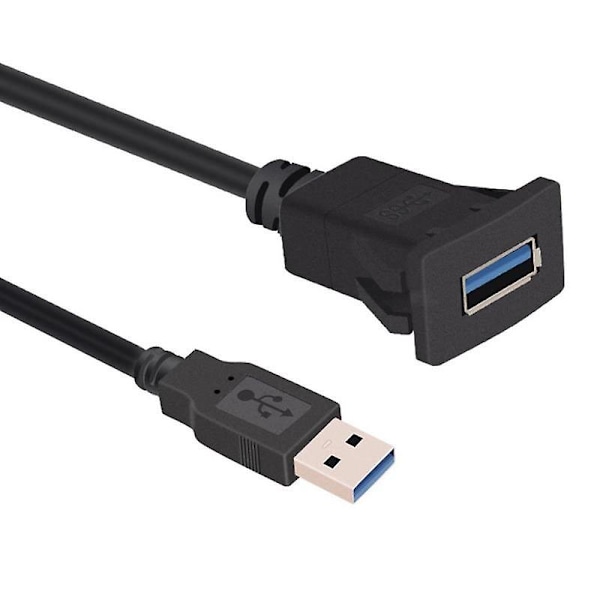 USB Panel Infälld Monteringskabel USB 3.0 Förlängning USB-fäste, Instrumentbrädefäste, Infällt Fäste, Panelmonteringskabel, För Bil, Båt, Motorcykel (fyrkantig Enkel USB 3.0