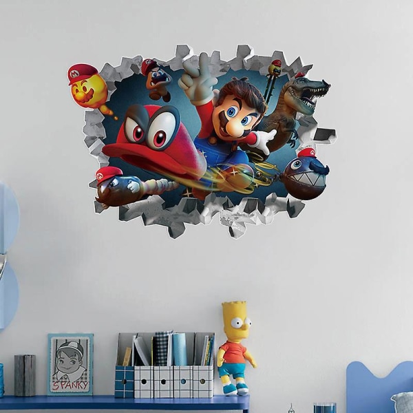3d Super Mario Odyssey Game Wall Sticker Mario Cappy Bakgrunn